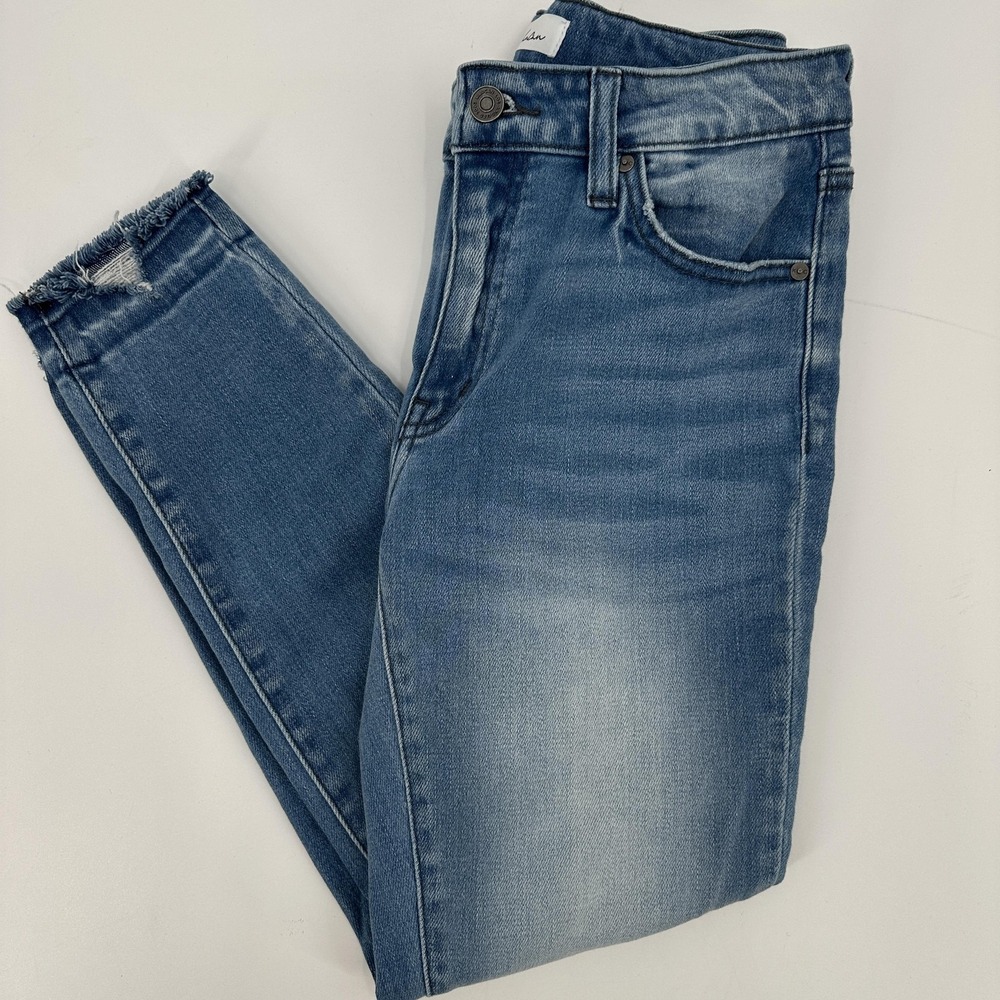 KanCan Jeans Womens 9/28 Blue Distressed Skinny Raw Hem Stretch‎ Denim KC7318L